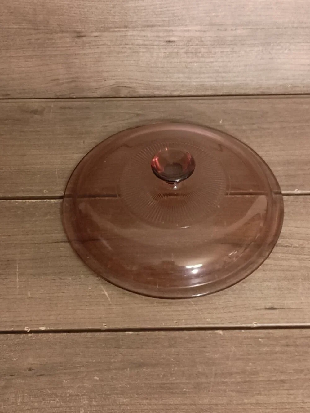 Vintage Pyrex V-1.5-C Cranberry Replacement Lid Round Glass 7.25